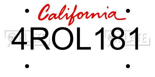 4ROL181 California License Plate