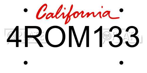 4ROM133 California License Plate
