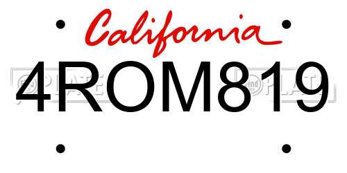 4ROM819 California License Plate