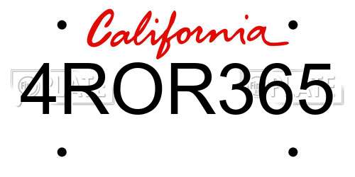 4ROR365 California License Plate