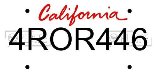 4ROR446 California License Plate