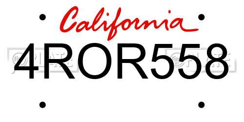 4ROR558 California License Plate