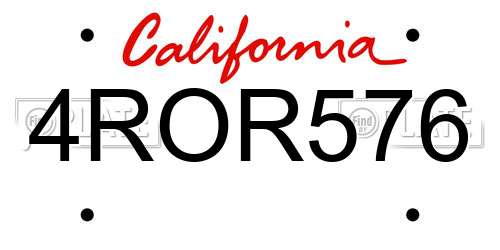 4ROR576 California License Plate