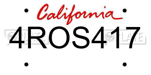 4ROS417 California License Plate