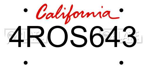4ROS643 California License Plate