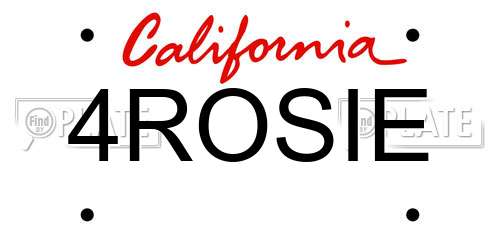 4ROSIE California License Plate