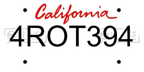 4ROT394 California License Plate