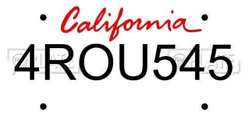 4ROU545 California License Plate