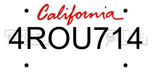 4ROU714 California License Plate