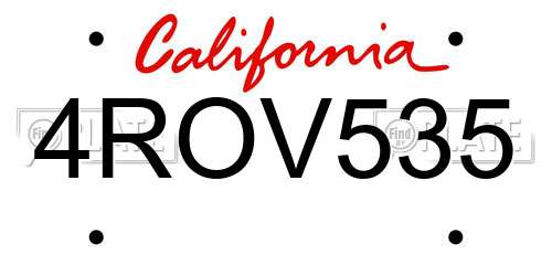 4ROV535 California License Plate