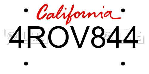 4ROV844 California License Plate