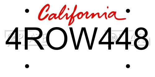 4ROW448 California License Plate