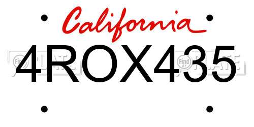 4ROX435 California License Plate