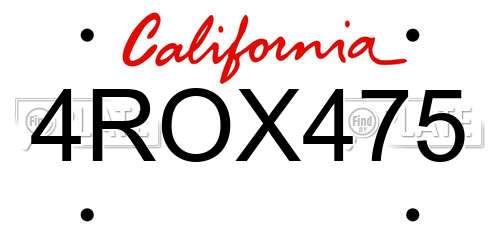 4ROX475 California License Plate