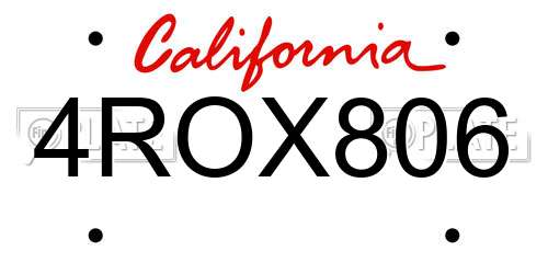 4ROX806 California License Plate