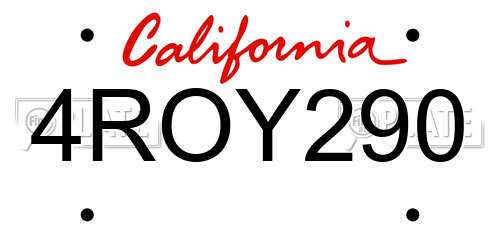 4ROY290 California License Plate