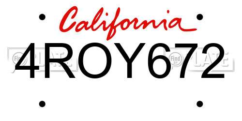 4ROY672 California License Plate