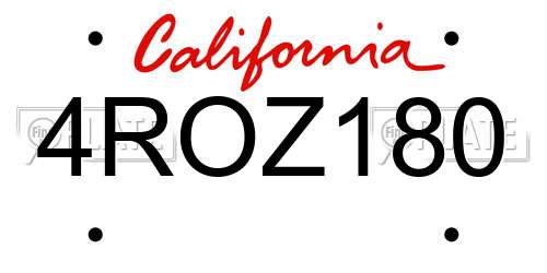 4ROZ180 California License Plate