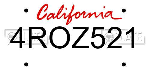 4ROZ521 California License Plate
