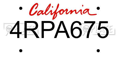 4RPA675 California License Plate