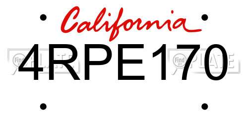 4RPE170 California License Plate