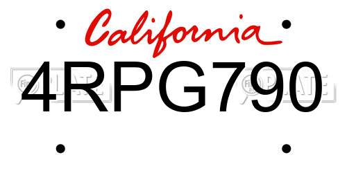 4RPG790 California License Plate