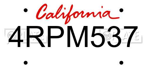 4RPM537 California License Plate