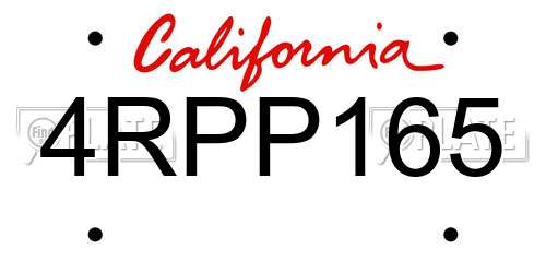 4RPP165 California License Plate
