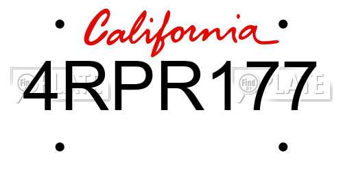 4RPR177 California License Plate