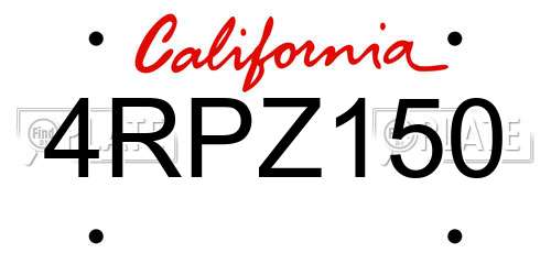4RPZ150 California License Plate