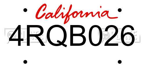 4RQB026 California License Plate