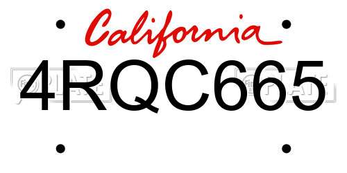 4RQC665 California License Plate