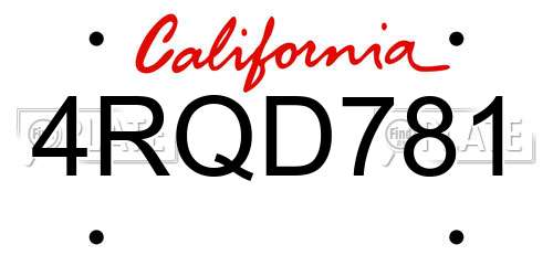 4RQD781 California License Plate