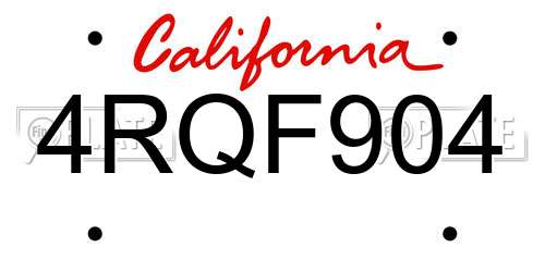 4RQF904 California License Plate
