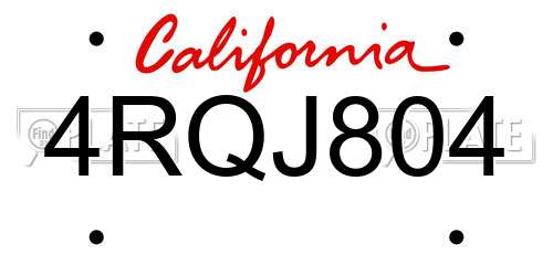 4RQJ804 California License Plate