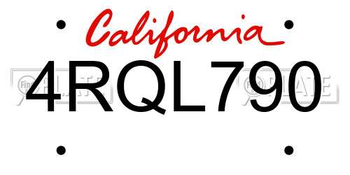 4RQL790 California License Plate
