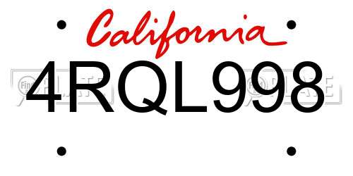4RQL998 California License Plate