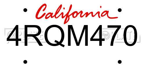 4RQM470 California License Plate