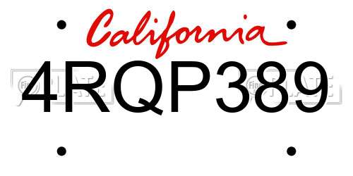 4RQP389 California License Plate