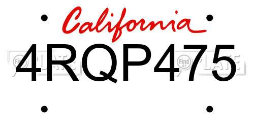 4RQP475 California License Plate