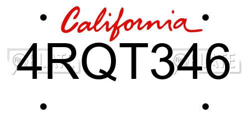 4RQT346 California License Plate