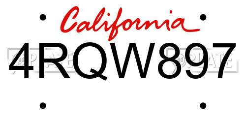 4RQW897 California License Plate