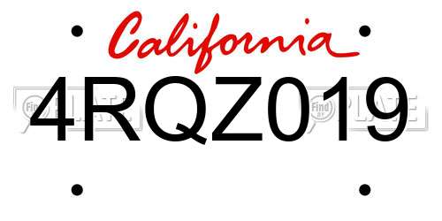 4RQZ019 California License Plate