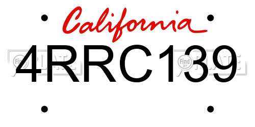 4RRC139 California License Plate