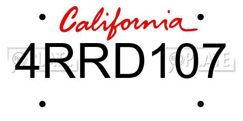 4RRD107 California License Plate