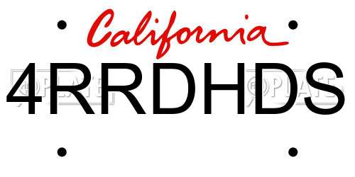 4RRDHDS California License Plate