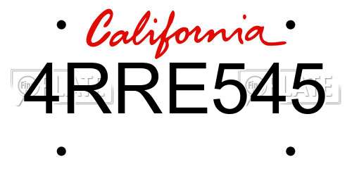 4RRE545 California License Plate