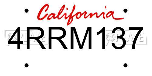 4RRM137 California License Plate