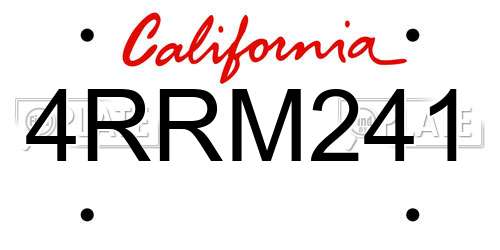 4RRM241 California License Plate