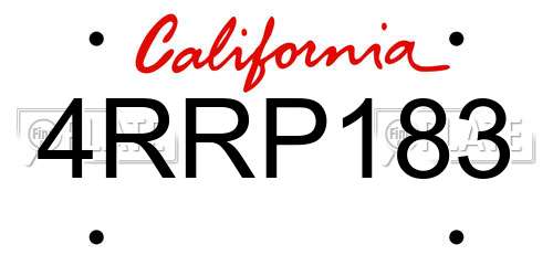 4RRP183 California License Plate
